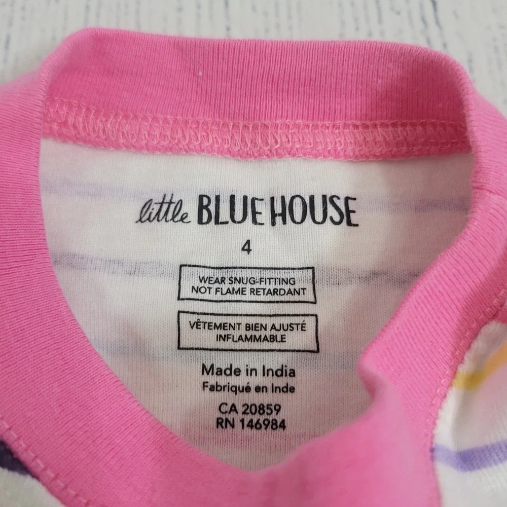 Little Blue House‎ 4 Pajama Set Girls Pink Sequin Unicorn Striped Rainbow Blue